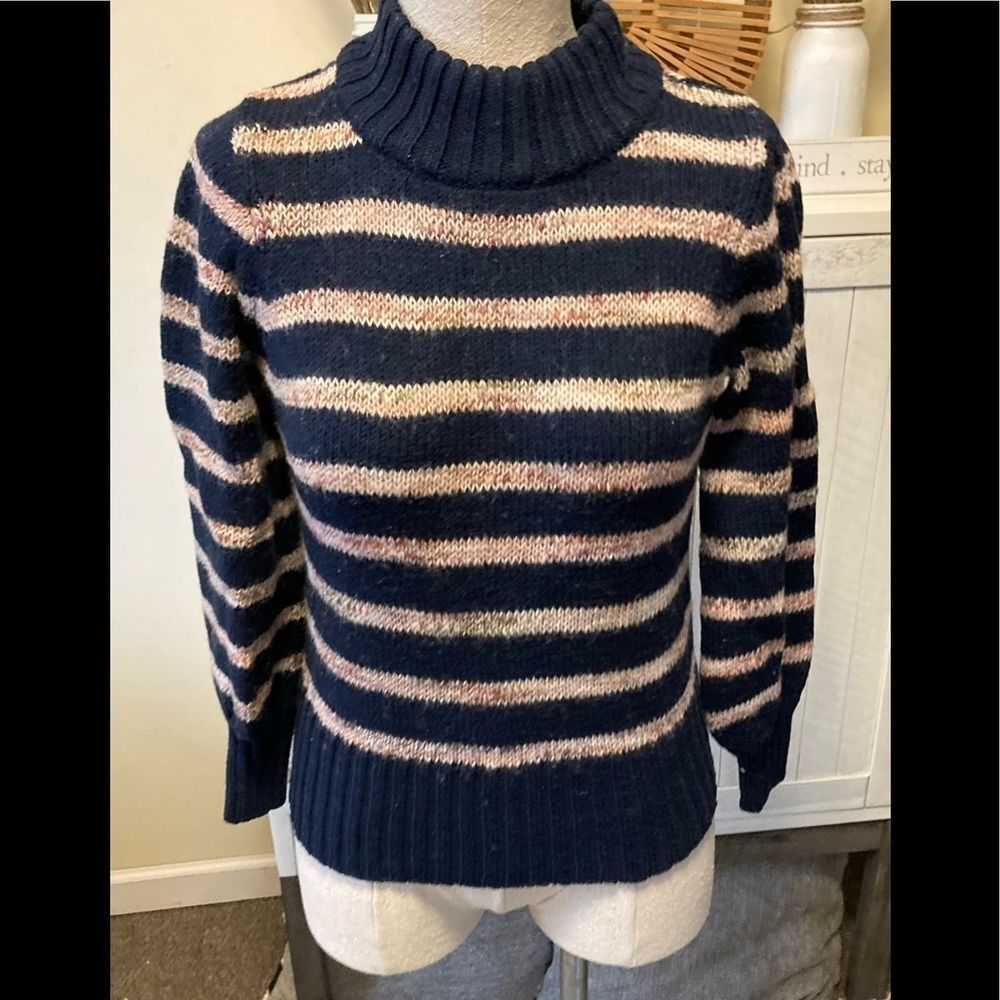 Madewell Navy & Tan Wool Sweater Size XXS
